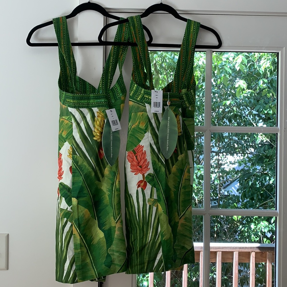 Farm Rio Fresh Forest Scarf Sweetheart-Neck Minidress - Picture 9 of 10